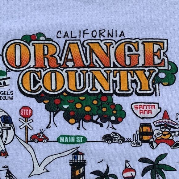 Vintage 80s Single Stitch Orange County California white T-shirt size XXL - Picture 3 of 7